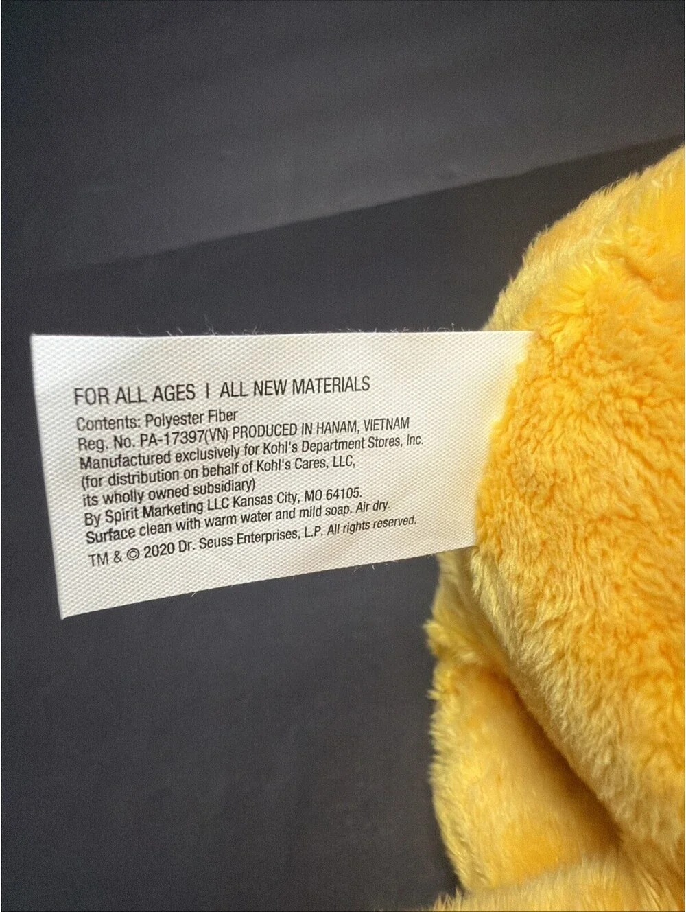NWOT Dr. Seuss Yellow Lorax Plush 11